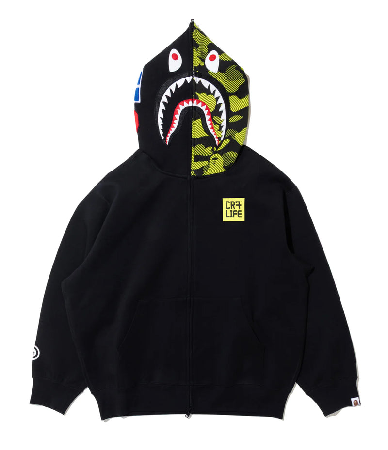 A BATHING APE BAPE x CR7 LIFE LOGO RELAXED FIT SHARK FULL ZIP HOODIE