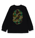 A BATHING APE BAPE KIDS 1ST CAMO BIG APE HEAD L/S TEE - happyjagabee store