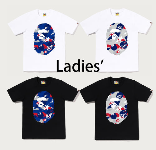 A BATHING APE Ladies' STA STRIKE CAMO BIG APE HEAD TEE