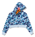 A BATHING APE Ladies' ABC CAMO BABY LISA CROPPED FULL ZIP HOODIE