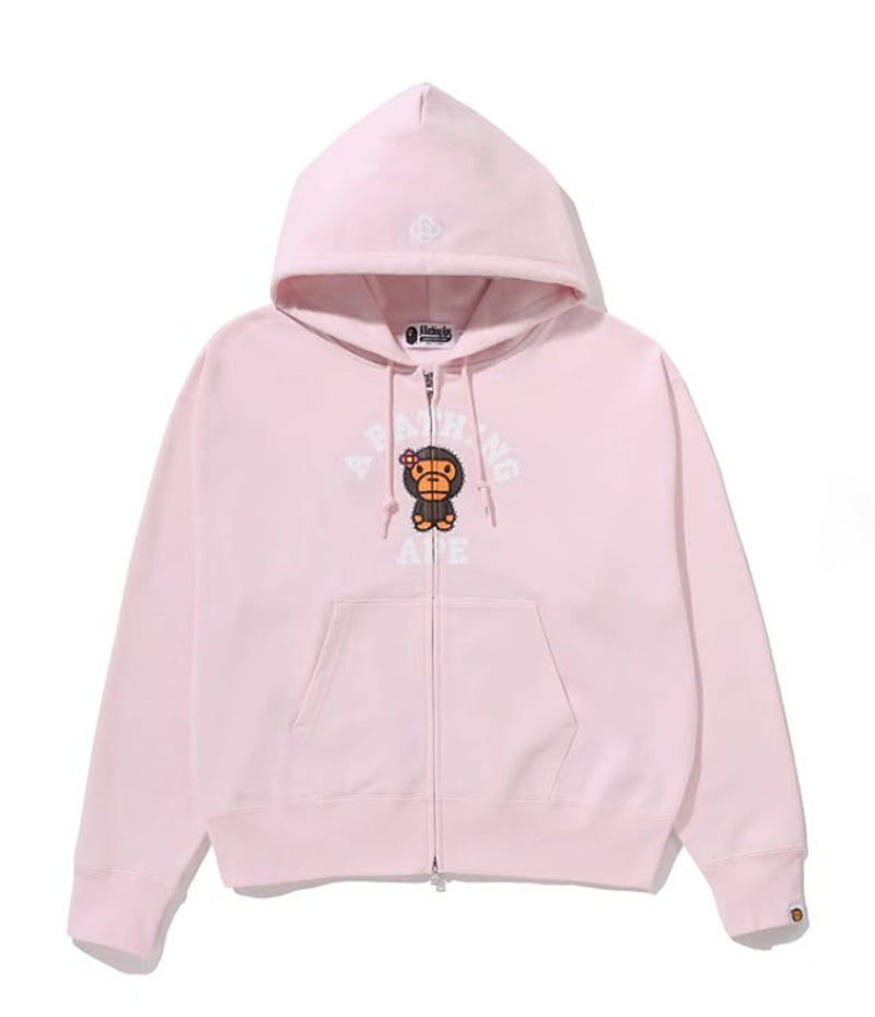 A BATHING APE Ladies' CRISTAL STONE COLLEGE BABY LISA OVERSIZED ZIP HOODIE