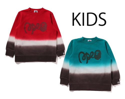 A BATHING APE BAPE KIDS GRADATION BAPE CREWNECK SWEAT SHIRT