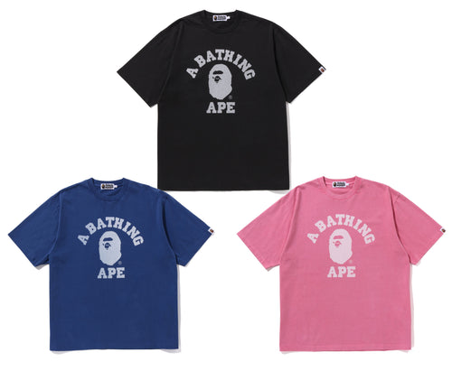 A BATHING APE COLLEGE OVERDYE TEE ( RELAXED FIT )