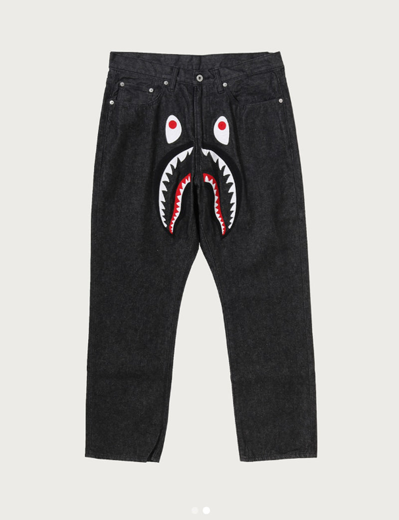 A BATHING APE SHARK 13 OZ DENIM PANTS