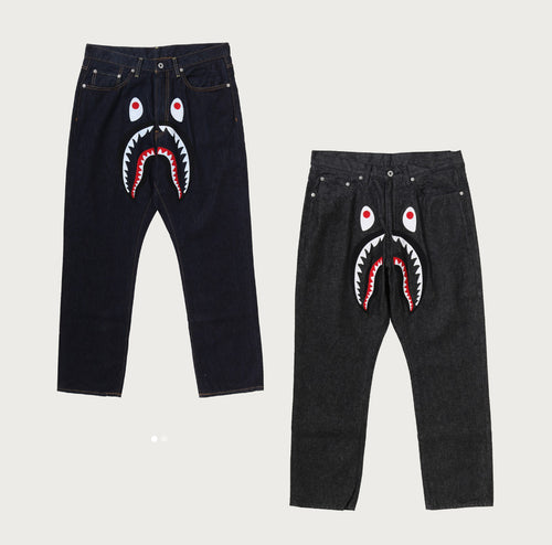 A BATHING APE SHARK 13 OZ DENIM PANTS