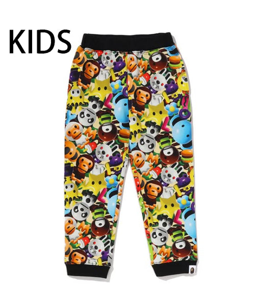 A BATHING APE BAPE KIDS 3D MILO ALL FRIENDS SWEAT PANTS