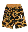 A BATHING APE BAPE KIDS 1ST CAMO COLLEGE SWEAT SHORTS