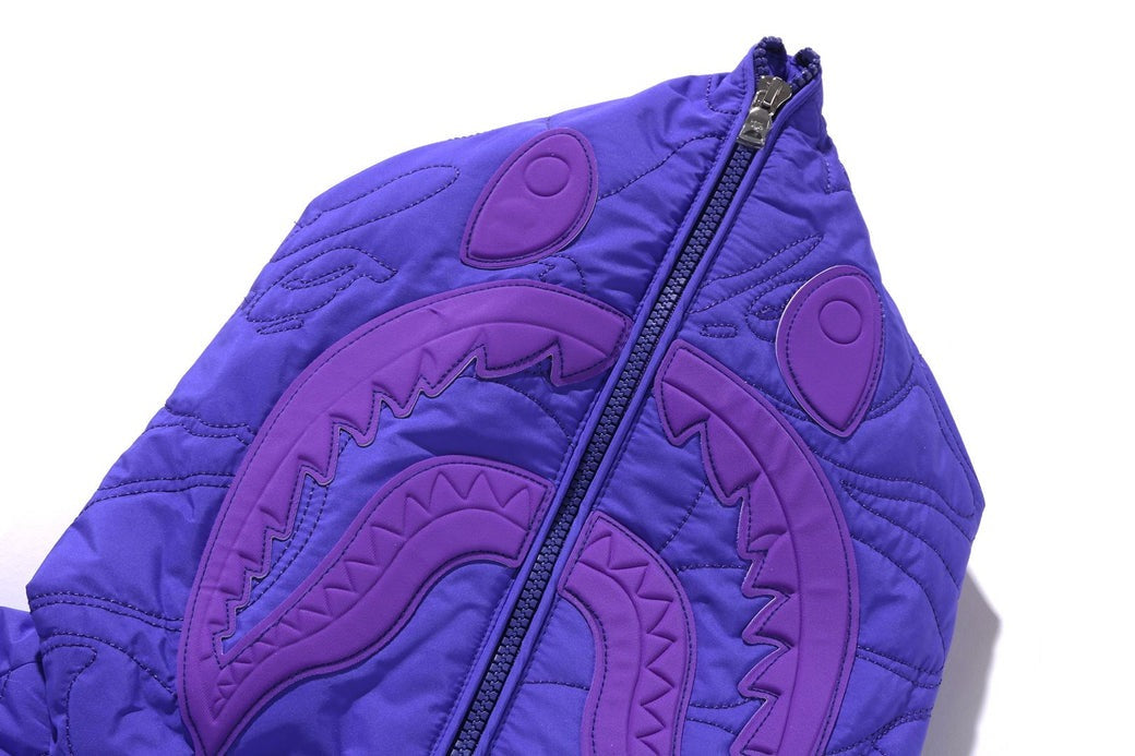 A BATHING APE LINE CAMO QUILTED NYLON SHARK FULL ZIP HOODIE
