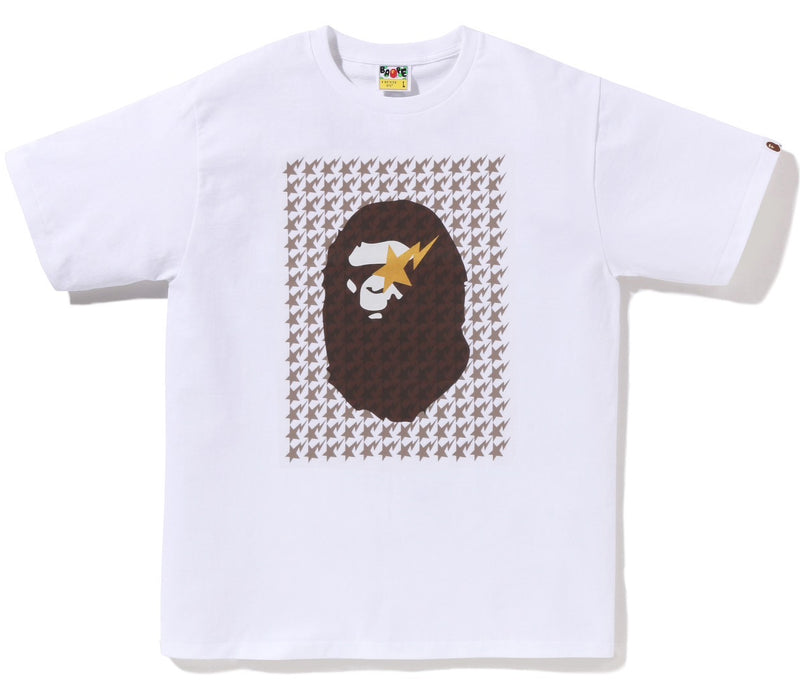 A BATHING APE STA HOUNDSTOOTH APE HEAD TEE