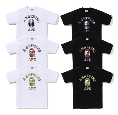 A BATHING APE BAPE CHECK COLLEGE TEE
