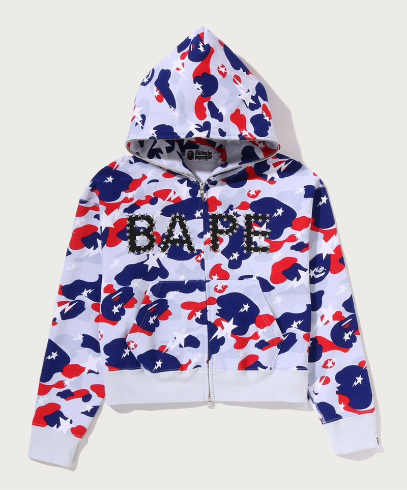 A BATHING APE Ladies' STA STRIKE CAMO CROPPED FULL ZIP HOODIE