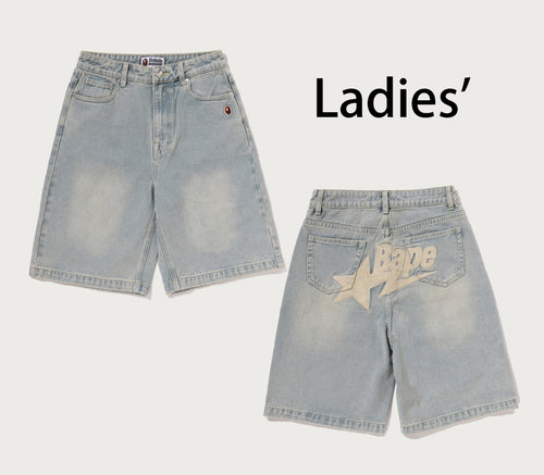 A BATHING APE Ladies' BAPE STA LOGO DENIM SHORTS