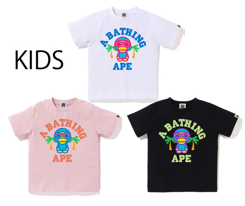 A BATHING APE BAPE KIDS COLORS MILO COLLEGE SUMMER TEE