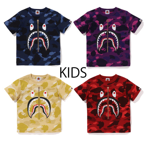 A BATHING APE BAPE KIDS COLOR CAMO SHARK TEE