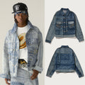A BATHING APE PAISLEY PATTERN DENIM TRUCKER JACKET