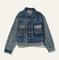 A BATHING APE PAISLEY PATTERN DENIM TRUCKER JACKET