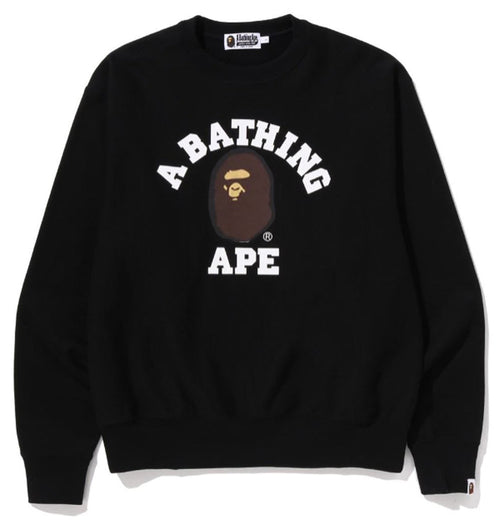 A BATHING APE COLLEGE CREWNECK SWEAT SHIRT