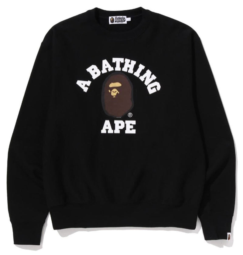 A BATHING APE COLLEGE CREWNECK SWEAT SHIRT