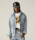 A BATHING APE PAISLEY PATTERN DENIM TRUCKER JACKET