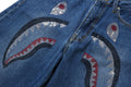 A BATHING APE Ladies' CRYSTAL STONE SHARK HIGH WAIST DENIM PANTS