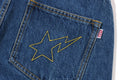 A BATHING APE Ladies' CRYSTAL STONE SHARK HIGH WAIST DENIM PANTS