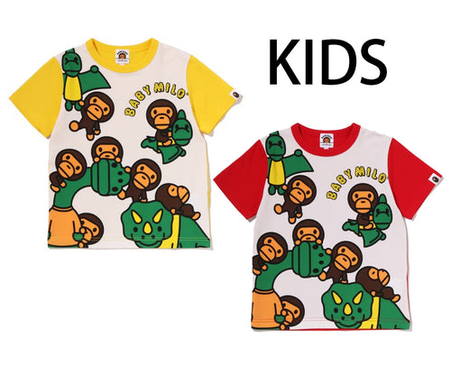 A BATHING APE BAPE KIDS BABY MILO DINOSAURS PRINT TEE