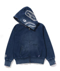 A BATHING APE Ladies' INDIGO SHARK FULL ZIP HOODIE