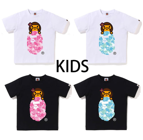 A BATHING APE BAPE KIDS ABC LISA CAMO ON APE HEAD TEE
