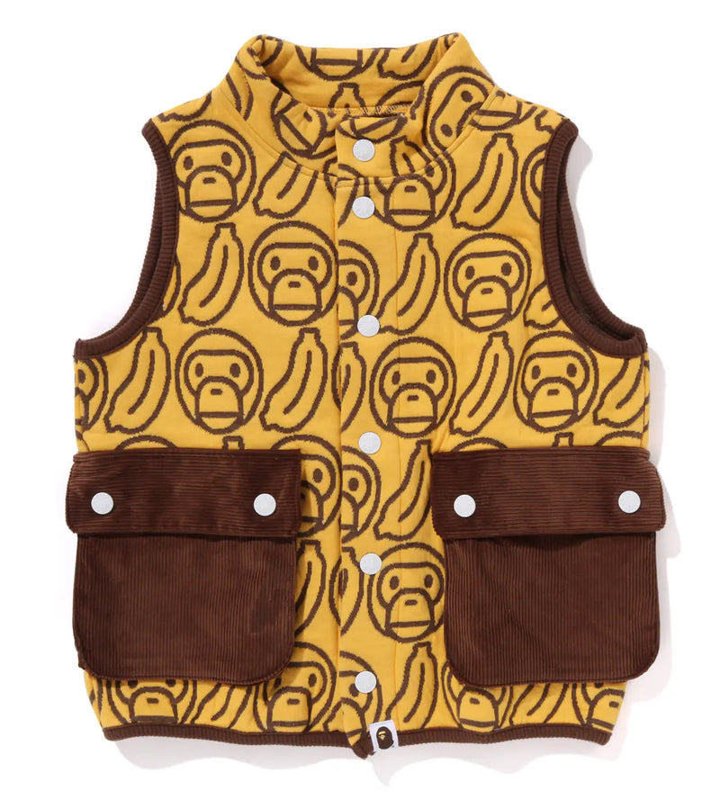 A BATHING APE BAPE KIDS BANANA MILO KNIT JACQUARD VEST