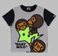 A BATHING APE BAPE KIDS BABY MILO STA GLOW IN THE DARK PANEL PRINT TEE