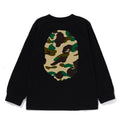 A BATHING APE BAPE KIDS 1ST CAMO BIG APE HEAD L/S TEE - happyjagabee store