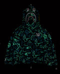 A BATHING APE BAPE x 88RISING GLOW IN THE DARK CAMO SHARK FULL ZIP HOODIE