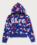 A BATHING APE Ladies' STA STRIKE CAMO CROPPED FULL ZIP HOODIE