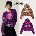 A BATHING APE Ladies' COLOR CAMO BAPE LOGO FUR CROPPED ZIP HOODIE