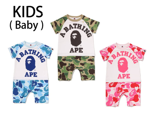 A BATHING APE BAPE KIDS ABC CAMO BIG COLLEGE ROMPERS