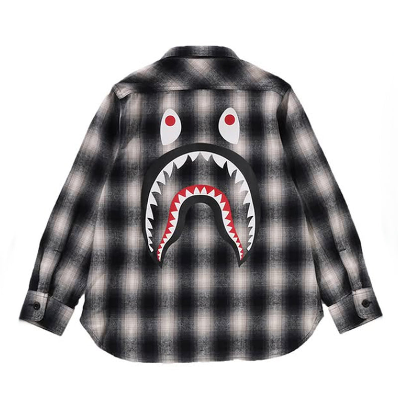 A BATHING APE BAPE KIDS CHECK SHARK SHIRT