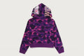 A BATHING APE Ladies' COLOR CAMO FUR SHARK CROPPED ZIP HOODIE