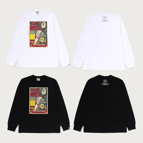 A BATHING APE BAPE LUNA TRAVEL POSTER L/S TEE