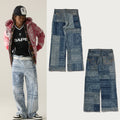 A BATHING APE PAISLEY PATTERN DENIM FLARED PANTS