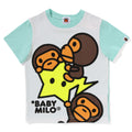 A BATHING APE BAPE KIDS BABY MILO STA GLOW IN THE DARK PANEL PRINT TEE