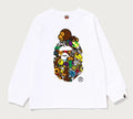 A BATHING APE BAPE KIDS MILO ALL SAFARI MILO ON BIG APE LS TEE