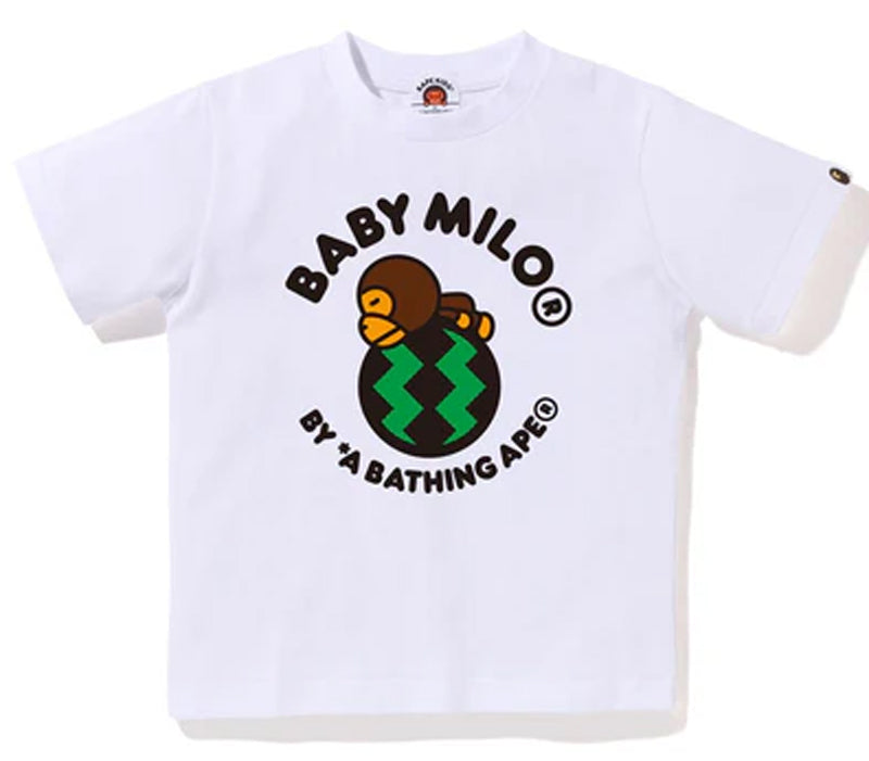 A BATHING APE BAPE KIDS MILO WATERMELON TEE w/ PVC POUCH