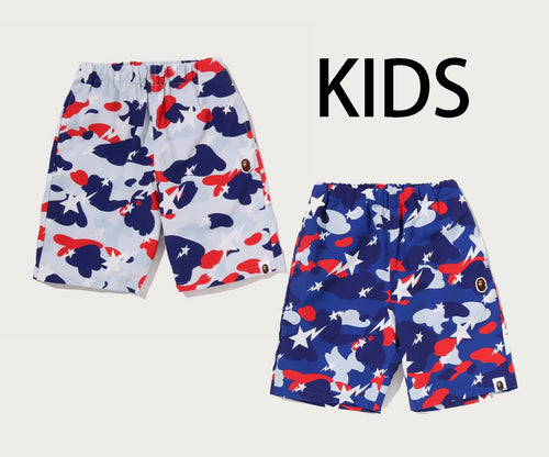 A BATHING APE BAPE KIDS STA STRIKE CAMO BEACH SHORTS