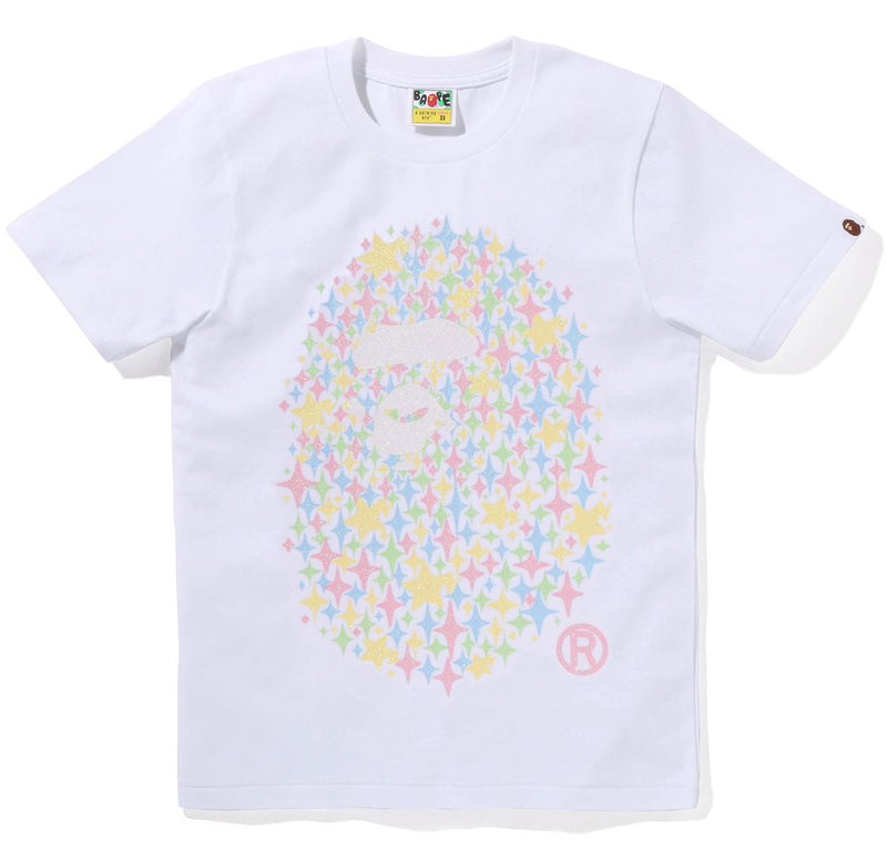 A BATHING APE Ladies' BLING STAR GLITTER APE HEAD TEE