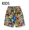 A BATHING APE BAPE KIDS 3D MILO ALL FRIENDS BEACH SHORTS