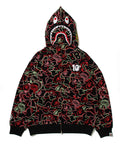 A BATHING APE BAPE x 88RISING GLOW IN THE DARK CAMO SHARK FULL ZIP HOODIE