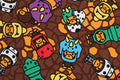 A BATHING APE BAPE KIDS MILO MULTI DINOSAURS PATTERN TEE