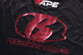 A BATHING APE FLAME PATTERN MULTI LOGO RELAXED FIT FOOTBALL JERSEY