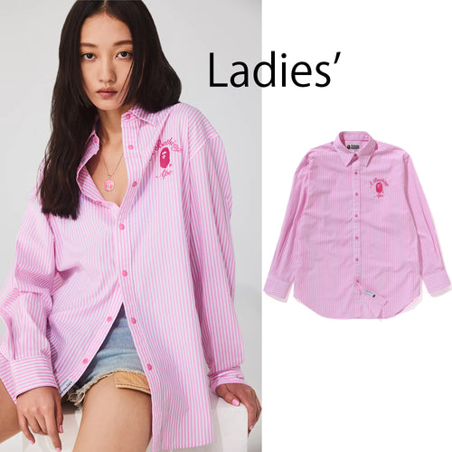 A BATHING APE Ladies' COLLEGE STRIPE SHIRT