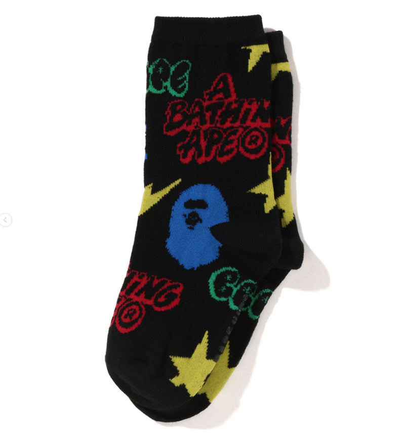 A BATHING APE BAPE KIDS BAPE GRAFFITI PATTERN SOCKS